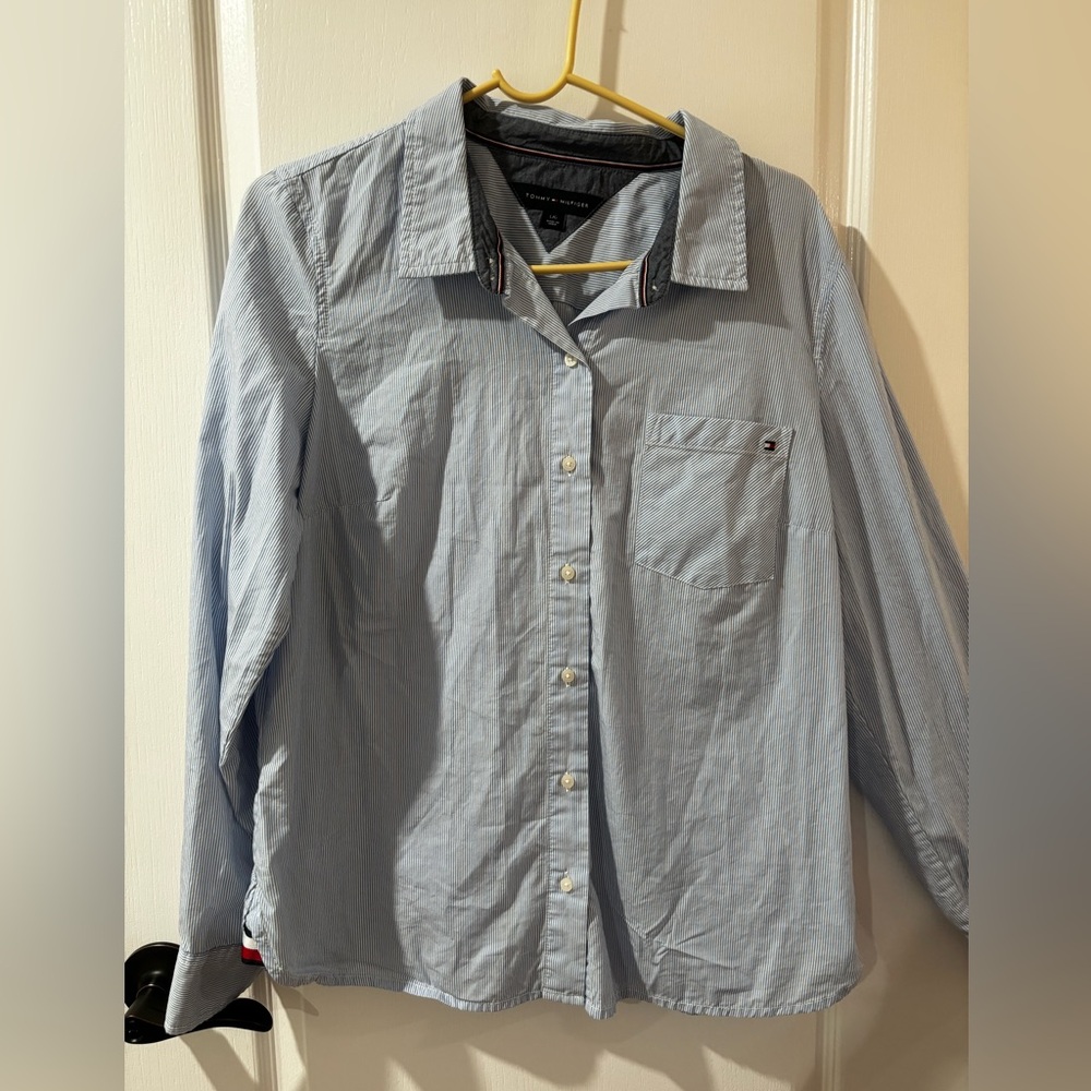 Tommy Hilfiger blue striped women’s dress shirt
